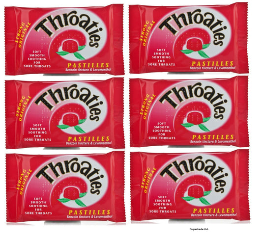 Throaties Strong Original Pastilles With Honey & Menthol To Ease Sore Throat X 6