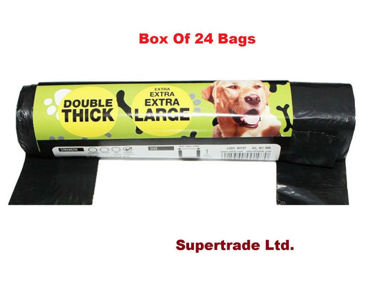 Tidyz XXX Large Strong Doggy Waste Poo Bags With Tie Handle - 50 Bags X 24