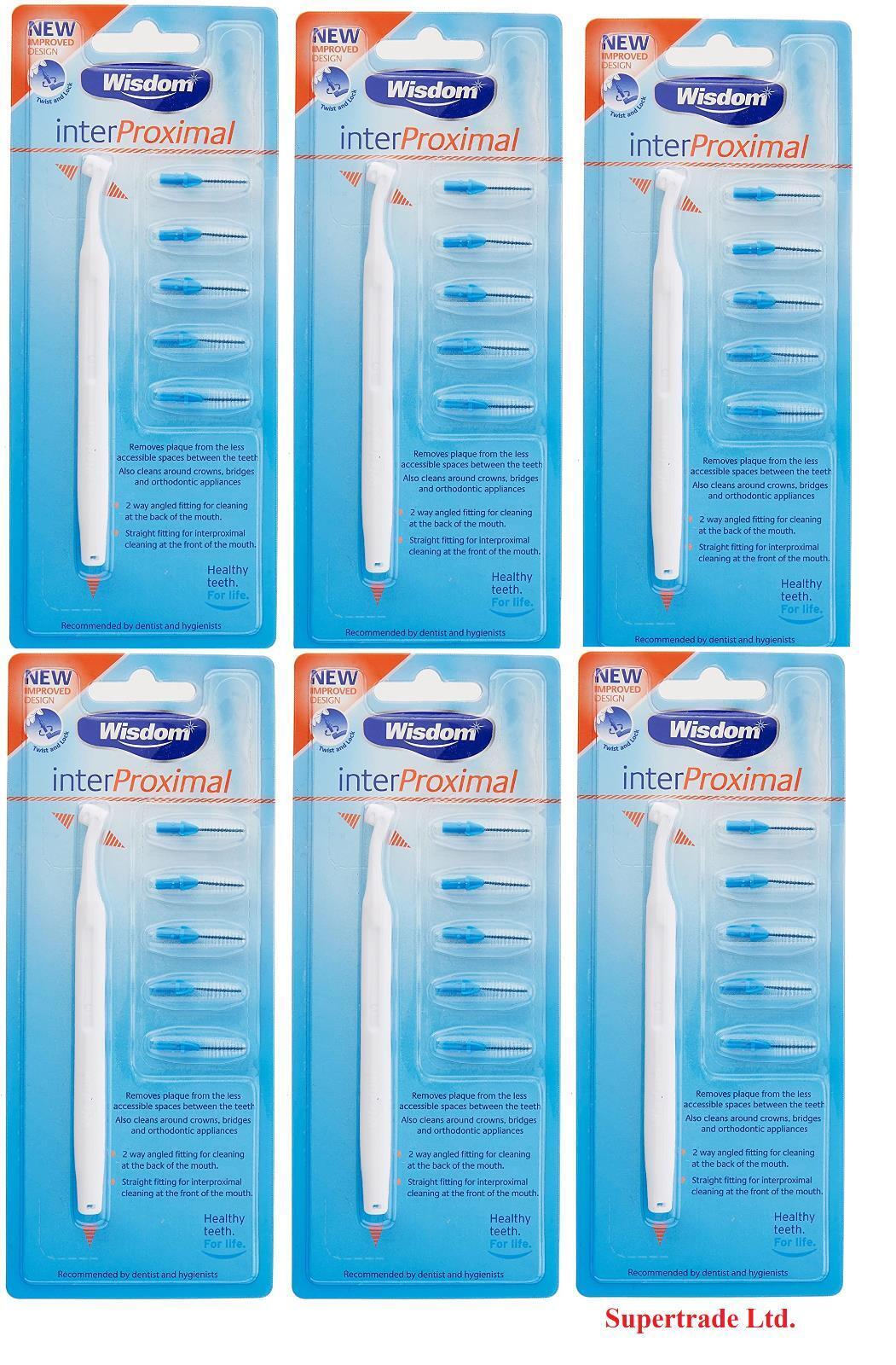 Wisdom Interproximal Long Handled Interdental Brush - 5 Brushes Per Pack X 6