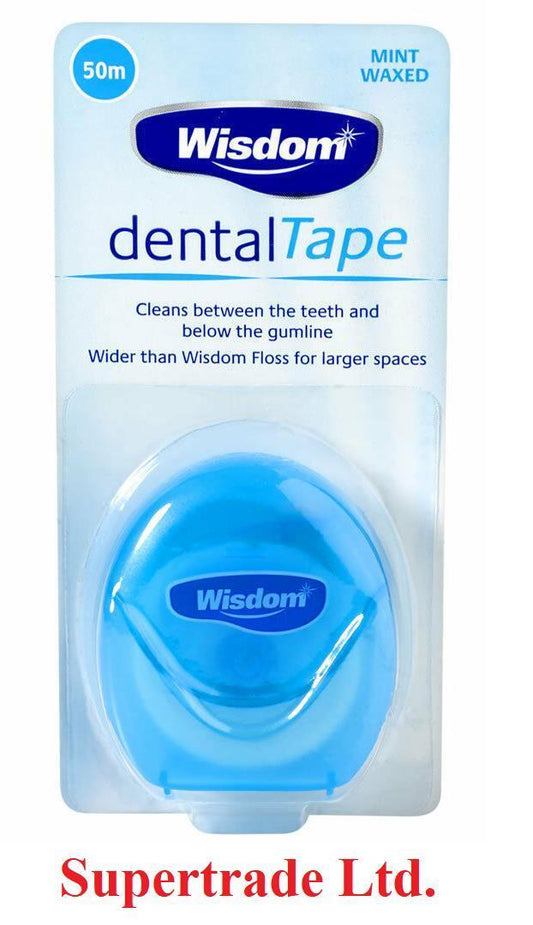 Wisdom Dental Tape Mint Waxed Cleans Between Teeth & Below Gum Line - 50m X 3
