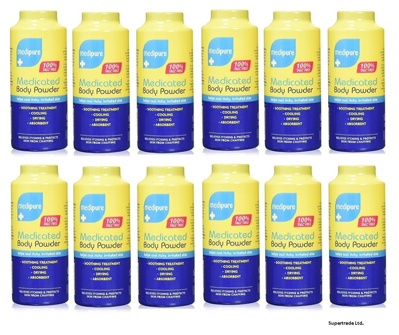 Medipure Medicated Body Powder Soothing Cooling Itching Chaffing - 200g X 12