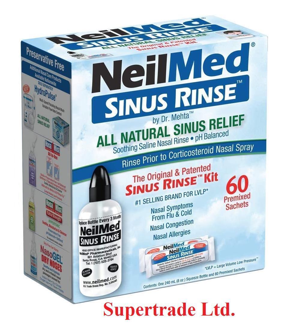 NeilMed Sinus Rinse Relief Kit With 60 Sachets & 240ml Squeeze Bottle