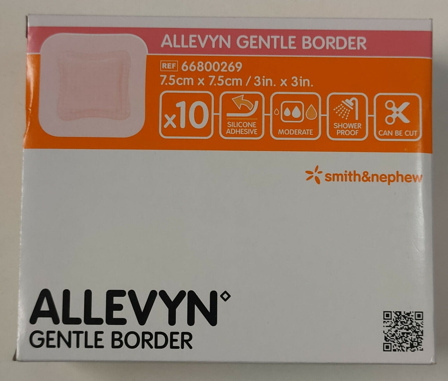 Allevyn Gentle Border Silicon Adhesive 7.5cm X 7.5cm 66800269 - 10 Dressings