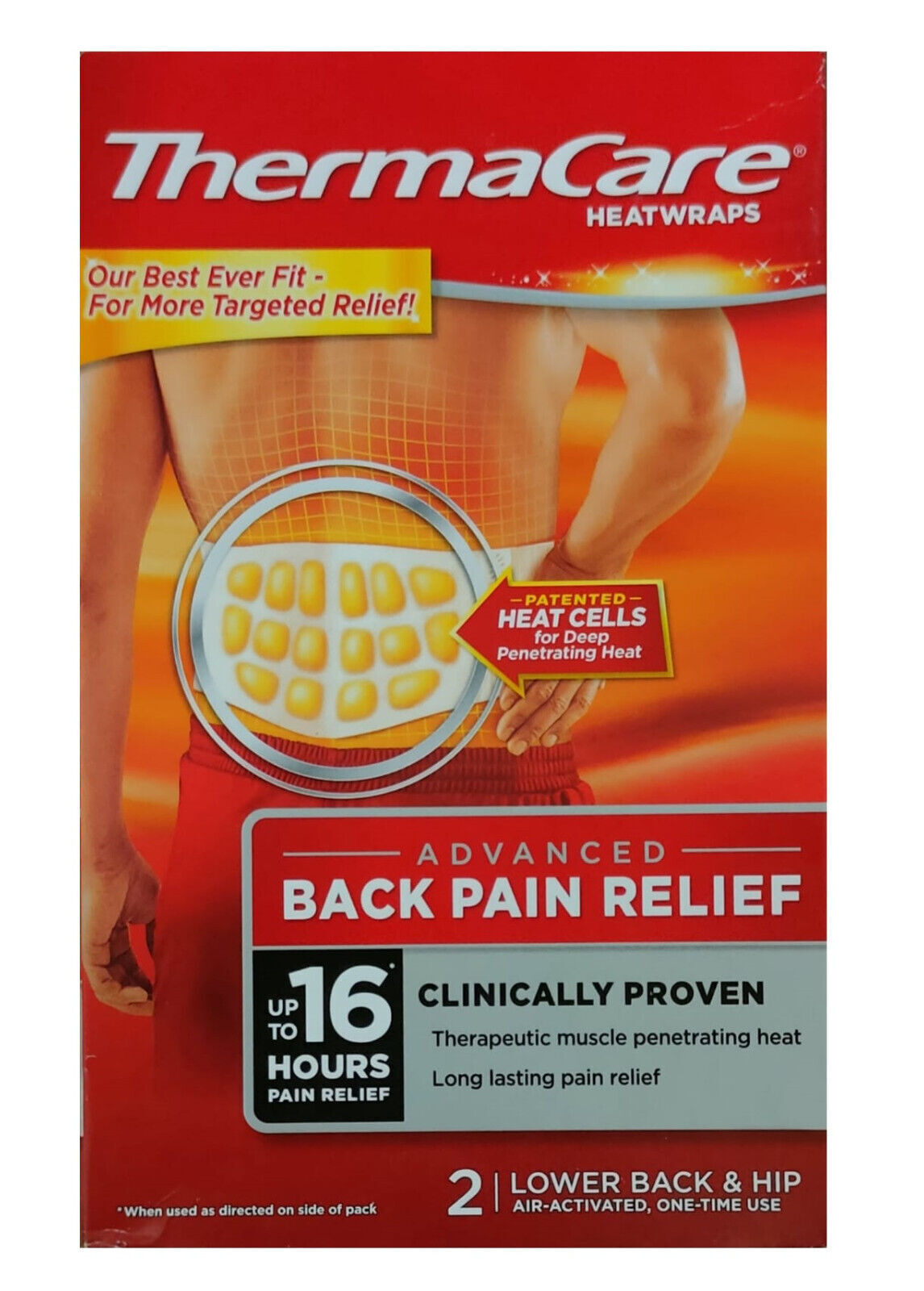 Thermacare Lower Back & Hip Heat Wraps - Pack of 2 - Up to 16hrs Pain Relief X 2
