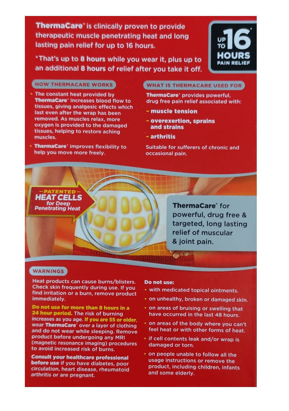 Thermacare Lower Back & Hip Heat Wraps - Pack of 2 - Up to 16hrs Pain Relief X 2