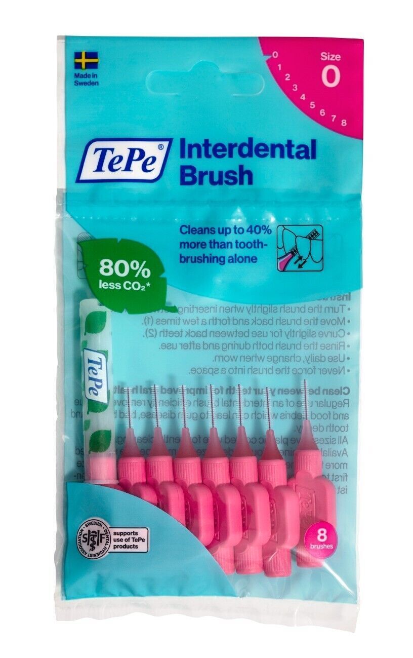 TePe Interdental Brush- Pink (8 Pieces/Packet) X 3 Pack