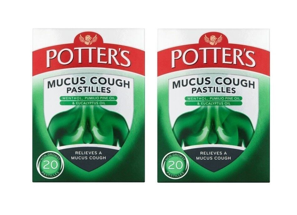 Potter's Mucus Potters Menthol Cough & Cold Relieve NonDrowsy - 20 Pastilles X 2