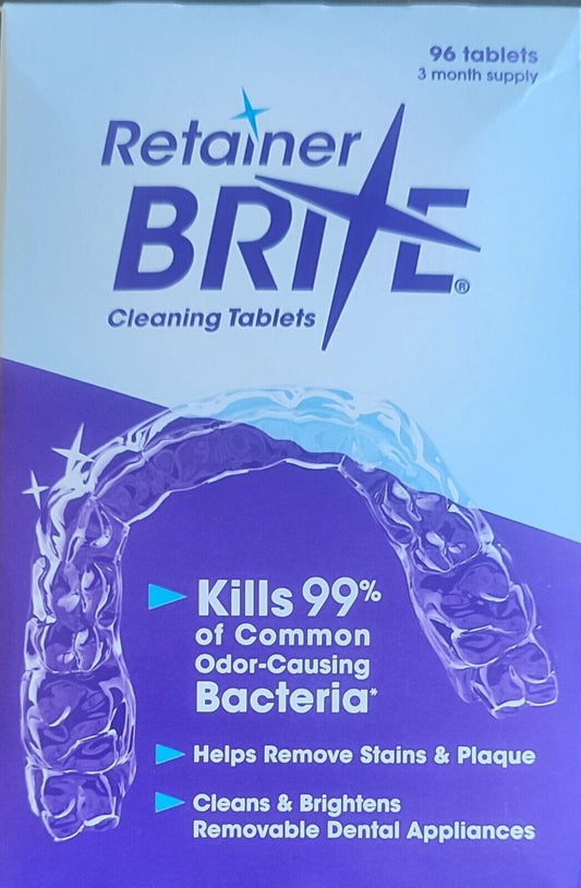 Brite Mouth guard Tablets 1-3 Months Supply of Retainer Cleaner 96 Tablets X 2