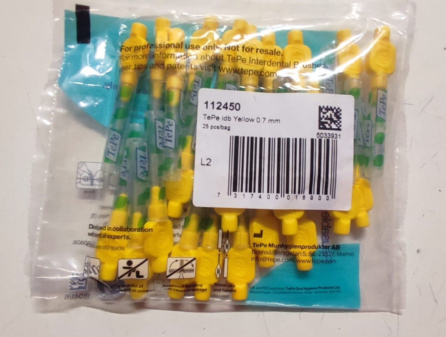TEPE Original Interdental brush Yellow Colours | Pack of 25 Brushes