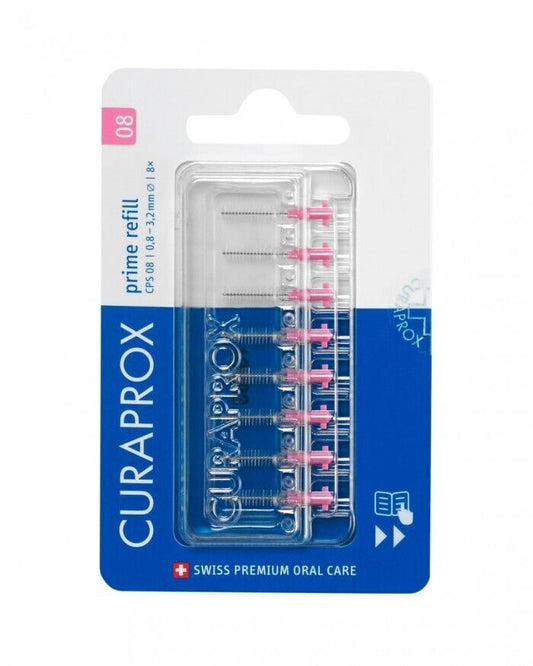 Curaprox CPS08 Pink Prime Interdental Brushes 0.8mm - Pack Of 8 X 1