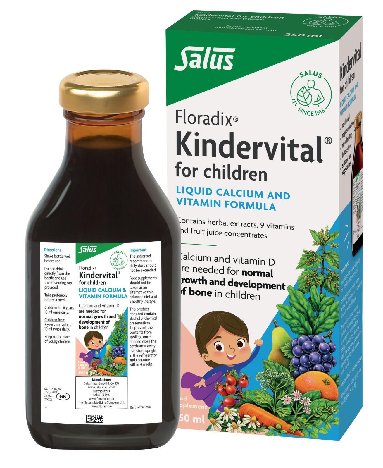 Floradix Kindervital For Children Liquid Calcium & Vitamin Formula - 250ml