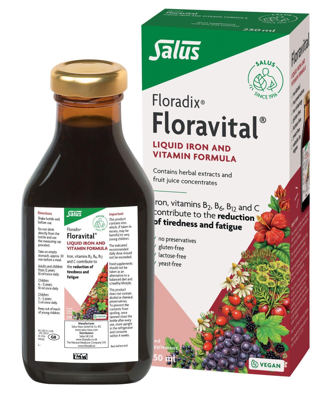 Floradix Floravital Liquid Iron & Vitamin Formula Herbal Extracts - 250ml
