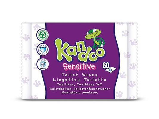 Kandoo Child Sensitive Perfume Free Toilet Wipes Flushable 60 Wipes Multi Packs