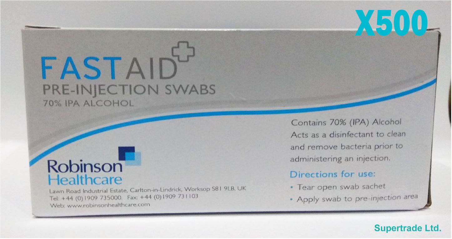 Fast Aid Pre-Injection Swabs 70% IPA Alcohol Wipes Piercing Tattoo Medical X 5