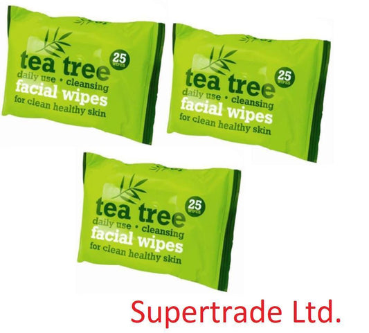 Tea Tree Daily Use Face Cleansing Facial Make Up Impurities Removal 25 Wipes x 3