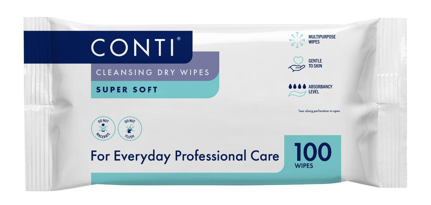 Conti Soft Large Patient Vernacare Dry Wipes - 30 x 28 cm - 1 Packs of 100