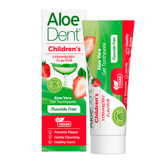 Aloe dent Aloe Vera Fluoride Free Childrens Child Strawberry Toothpaste 50ml X 3