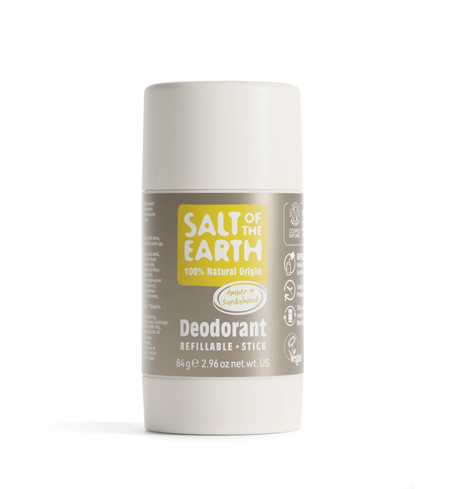 Salt Of The Earth Amber & Sandalwood Natural Deodorant Refillable Stick - 84g