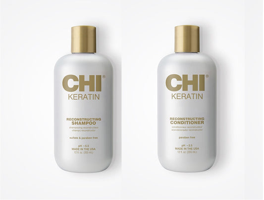 CHI Keratin Reconstructing Hair Combo Shampoo & Conditioner - 12 Ounces - 355ml