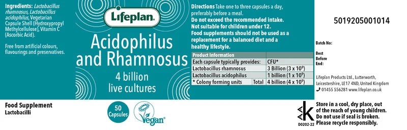 Lifeplan Acidophilus & Rhamnosus Vegan - 50 Capsules