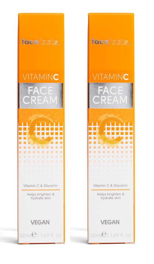 Face Facts Vitamin C & Glycerin Face Cream Hydrate Brighten Skin Vegan - 50ml X 2