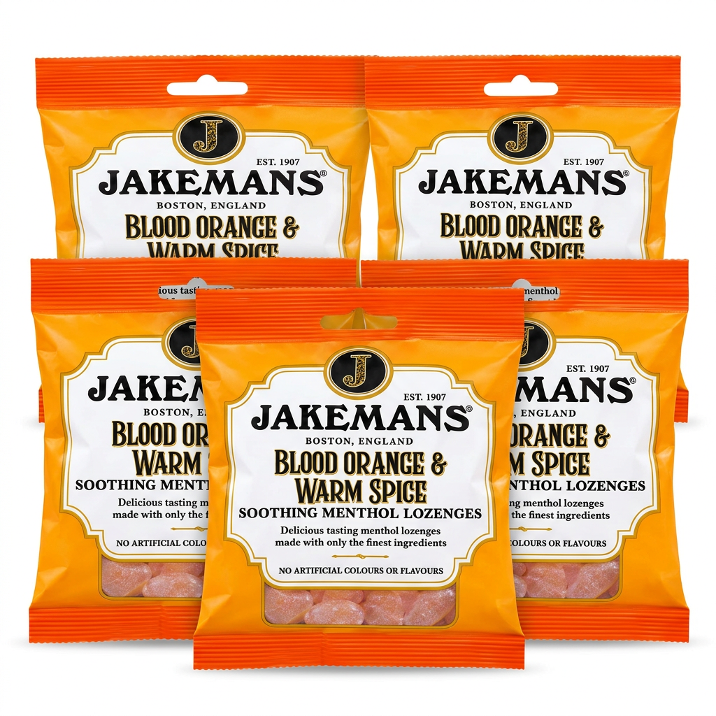 Jakemans Blood Orange & Warm Spice Soothing Menthol Lozenges 73g X 5