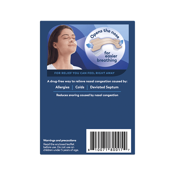 Breathe Right Snoring Congestion Nasal Relief Original Small Medium - 30 Strips