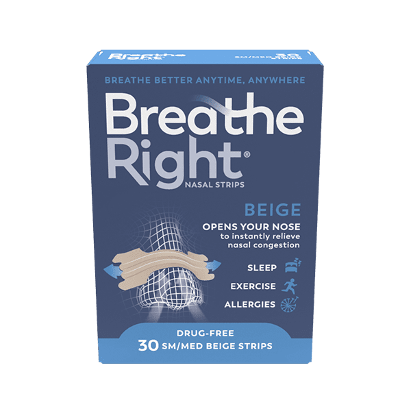 Breathe Right Snoring Congestion Nasal Relief Original Small Medium - 30 Strips