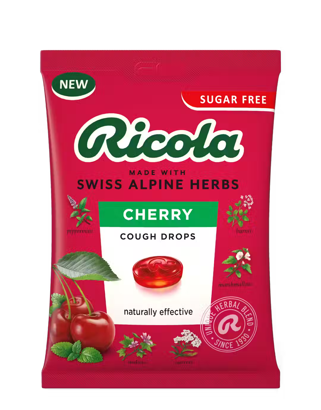 Ricola Cherry Cough Drops Made With Alpine Herbs Sugar Free - 70g