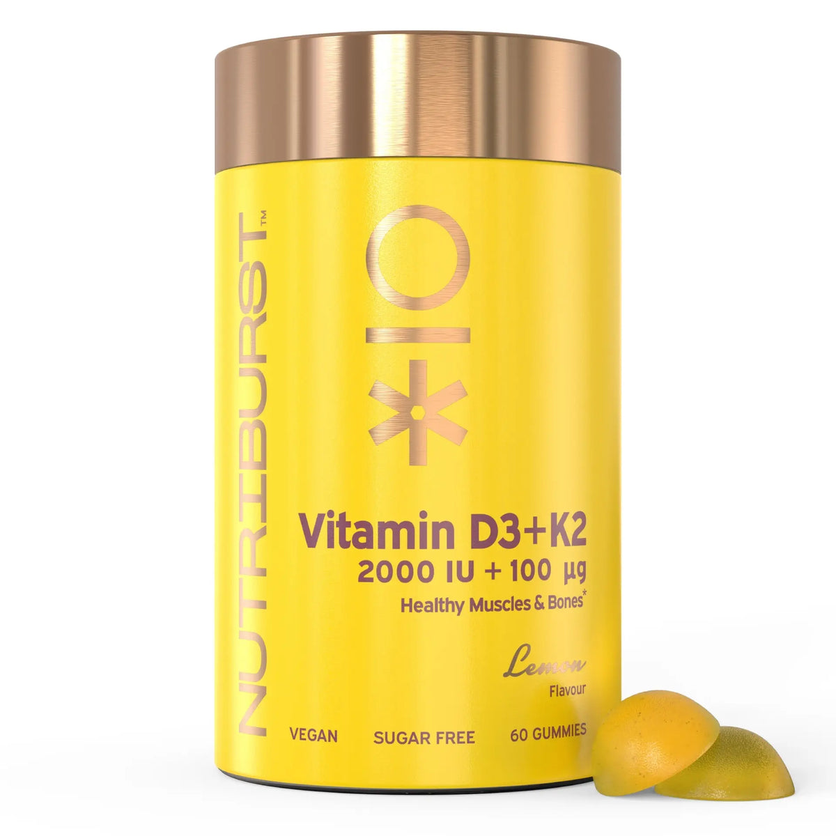 Nutriburst Vitamin D3 + K2 2000iu + 100ug Healthy Muscles Bones Lemon 60 Gummies
