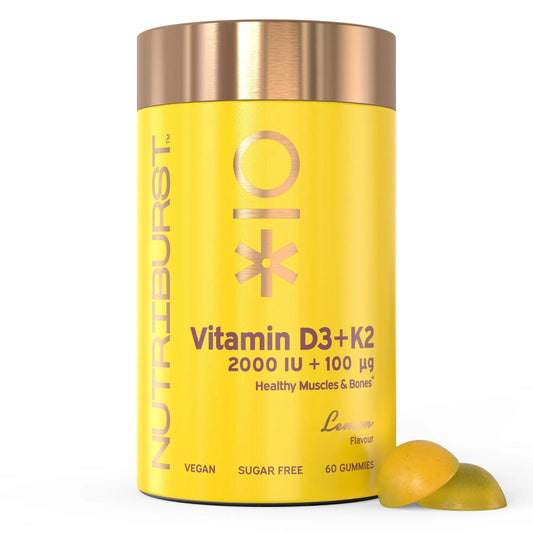 Nutriburst Vitamin D3 + K2 2000iu + 100ug Healthy Muscles Bones Lemon 60 Gummies