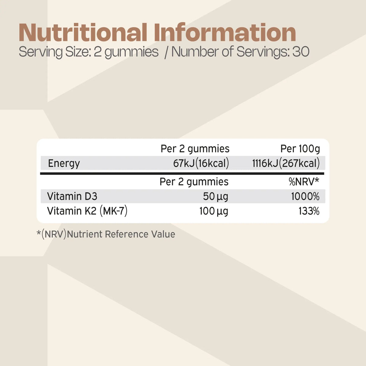 Nutriburst Vitamin D3 + K2 2000iu + 100ug Healthy Muscles Bones Lemon 60 Gummies