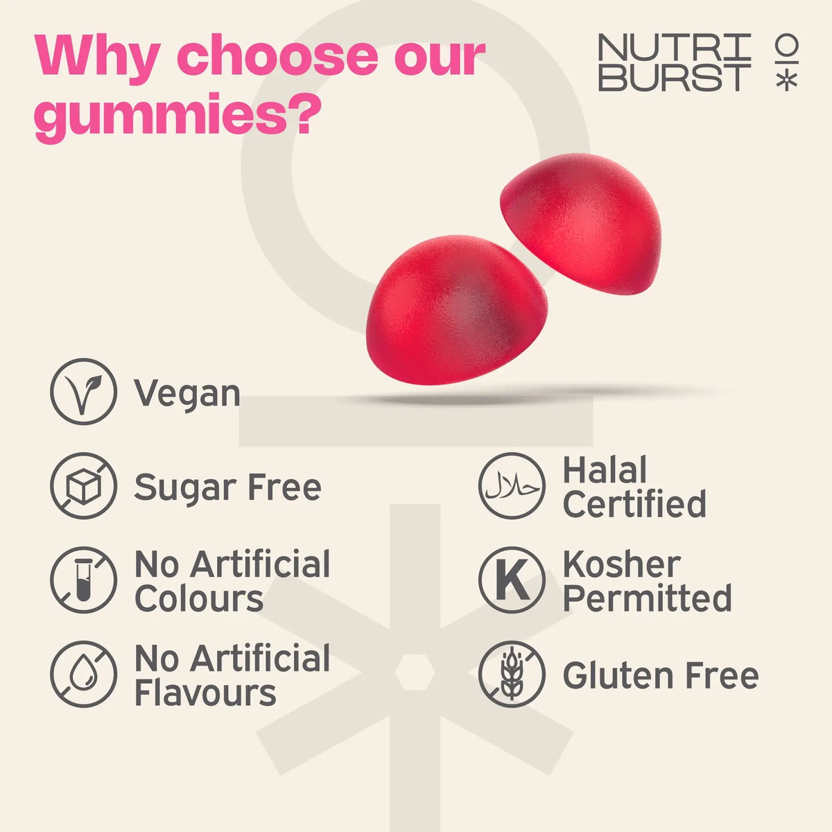 Nutriburst Women’s Multivitamin Vegan Sugar Free Berry Burst Vitamin - 60 Gummies