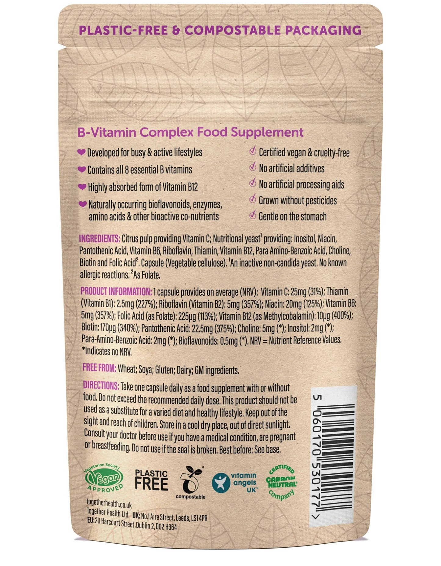 Together Health B Complex Wholefood Supplement With Naturally - 30 Capsules