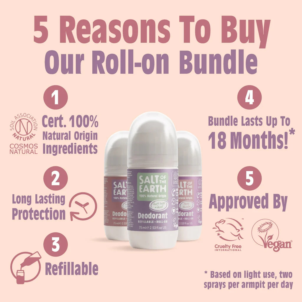 Salt Of The Earth Peony Blossom Lavender & Vanilla Clary Sage & Mint Rollon 75ml