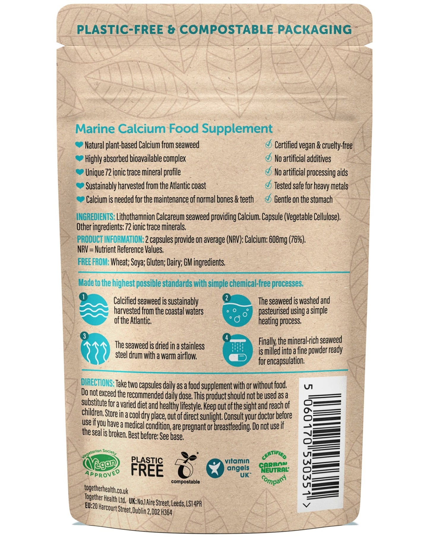 Together Health Calcium Seaweed Based Calcium 72 Trace Mineral Vegan 60 Caps