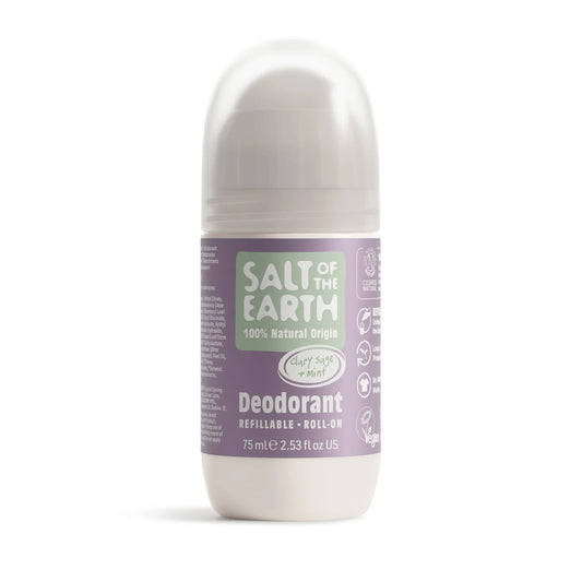 Salt Of The Earth Clary Sage & Mint Natural Refillable Roll-On Deodorant - 75ml