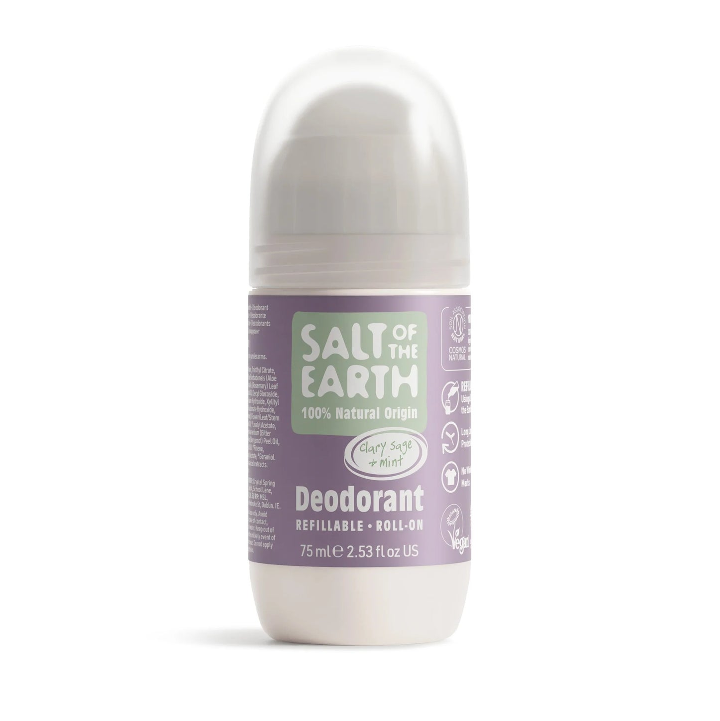 Salt Of The Earth Clary Sage & Mint Natural Refillable Roll-On Deodorant - 75ml