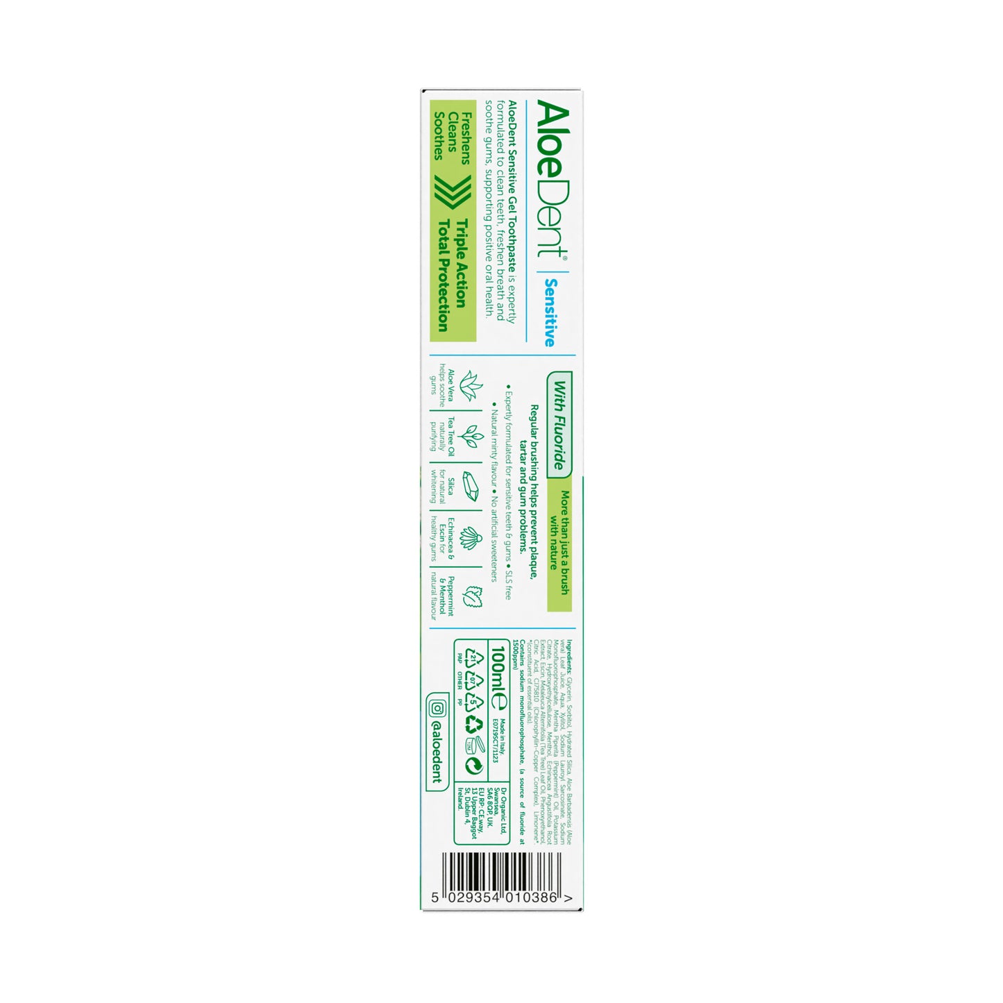 Aloe Dent Aloe Vera Sensitive With Fluoride Gel Toothpaste Vegan - 100ml X 3