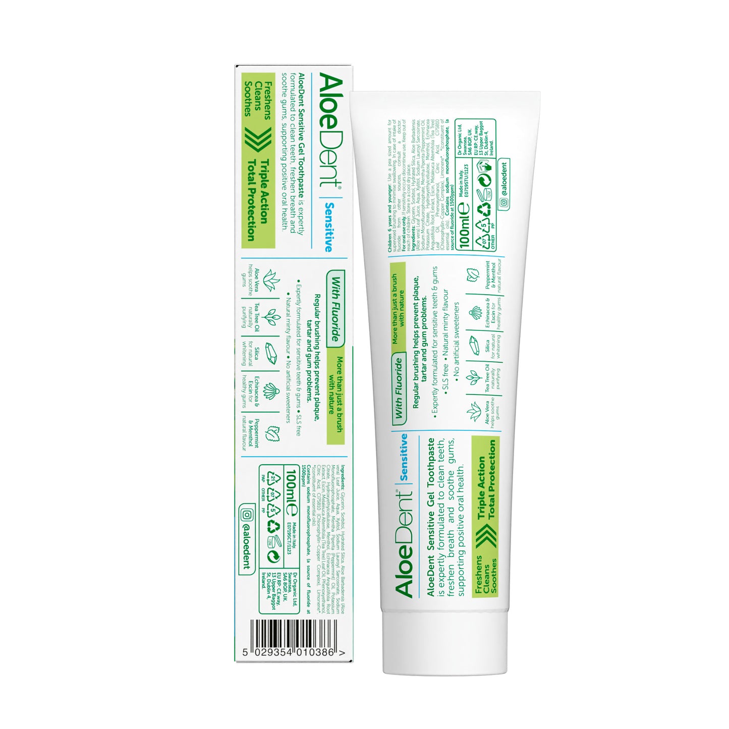 Aloe Dent Aloe Vera Sensitive With Fluoride Gel Toothpaste Vegan - 100ml X 12
