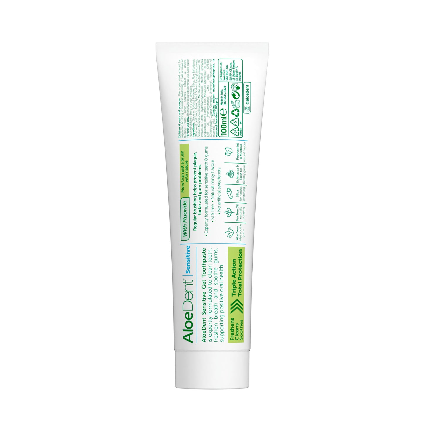 Aloe Dent Aloe Vera Sensitive With Fluoride Gel Toothpaste Vegan - 100ml X 3