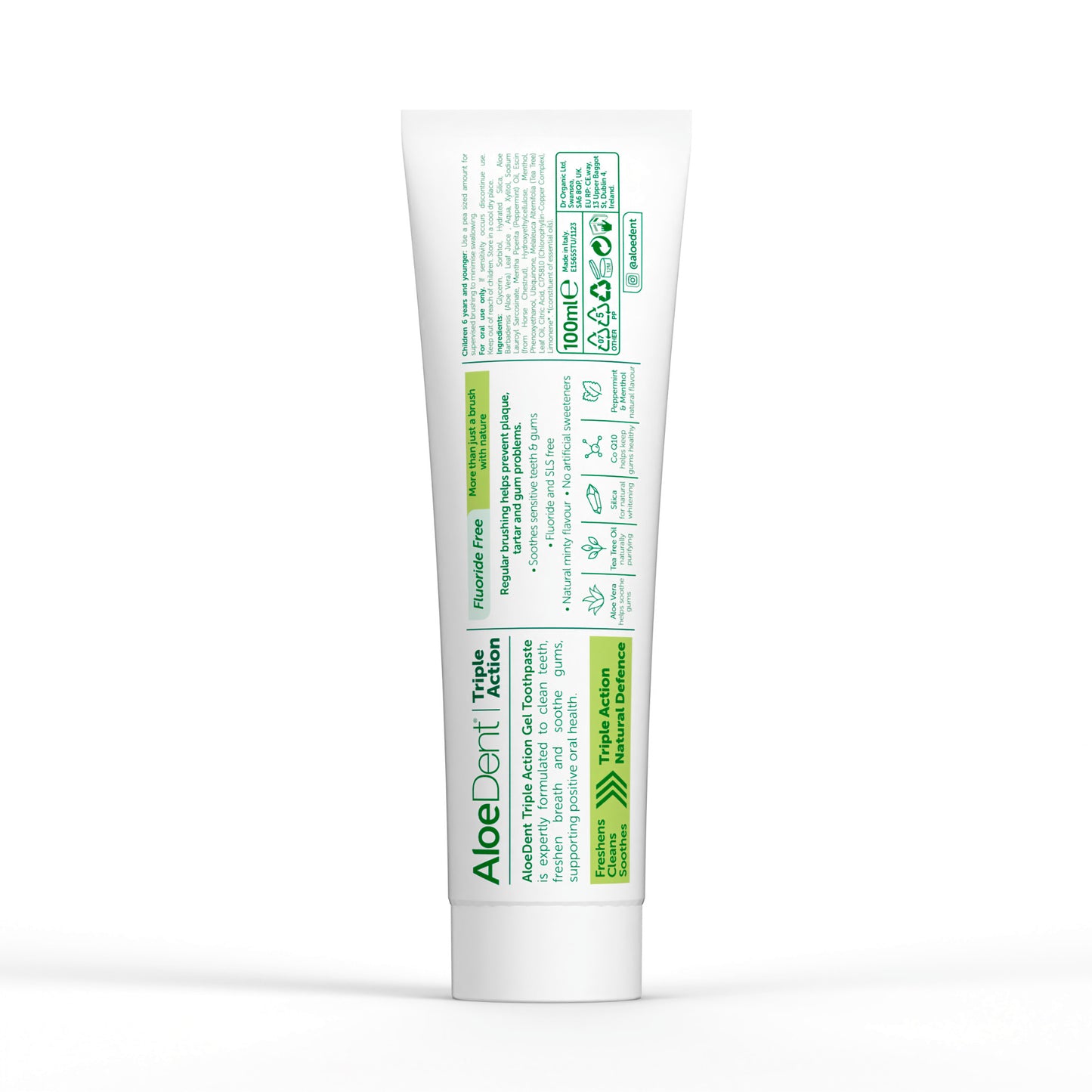 Aloe dent Aloe Vera Fluoride Free Original Triple Action Toothpaste - 100ml X 2