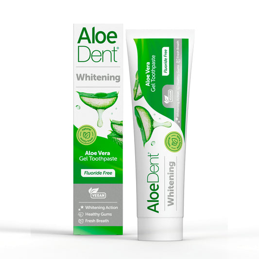 Aloe Dent Aloe Vera Fluoride Free Whitening Gel Toothpaste Fresh Breath 100ml X3