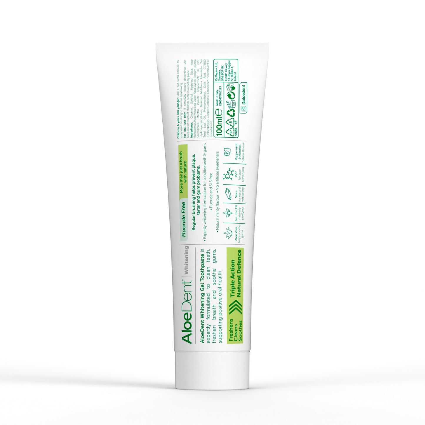 Aloe Dent AloeVera Fluoride Free Whitening Gel Toothpaste Fresh Breath 100ml X12