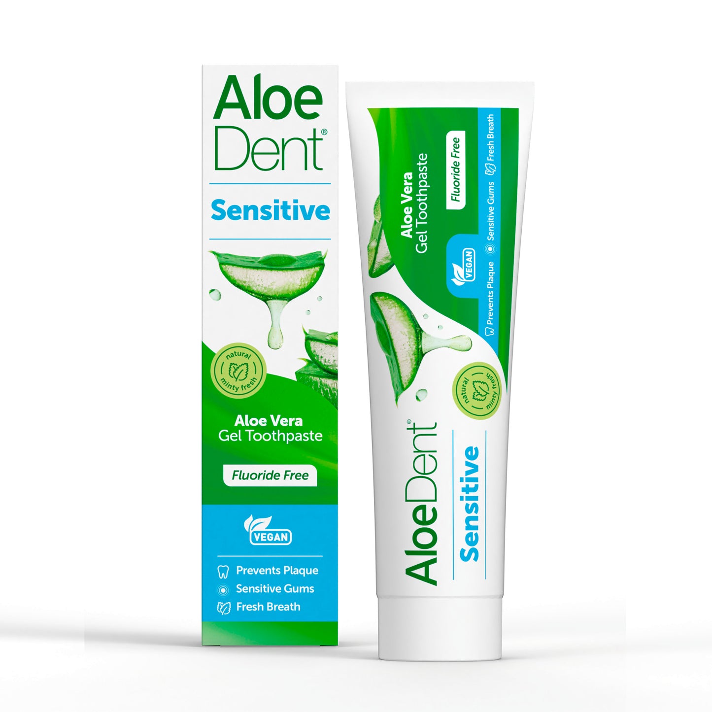 Aloe Dent Sensitive AloeVera Fluoride Free Gel Toothpaste Vegan - 100 ml X 4
