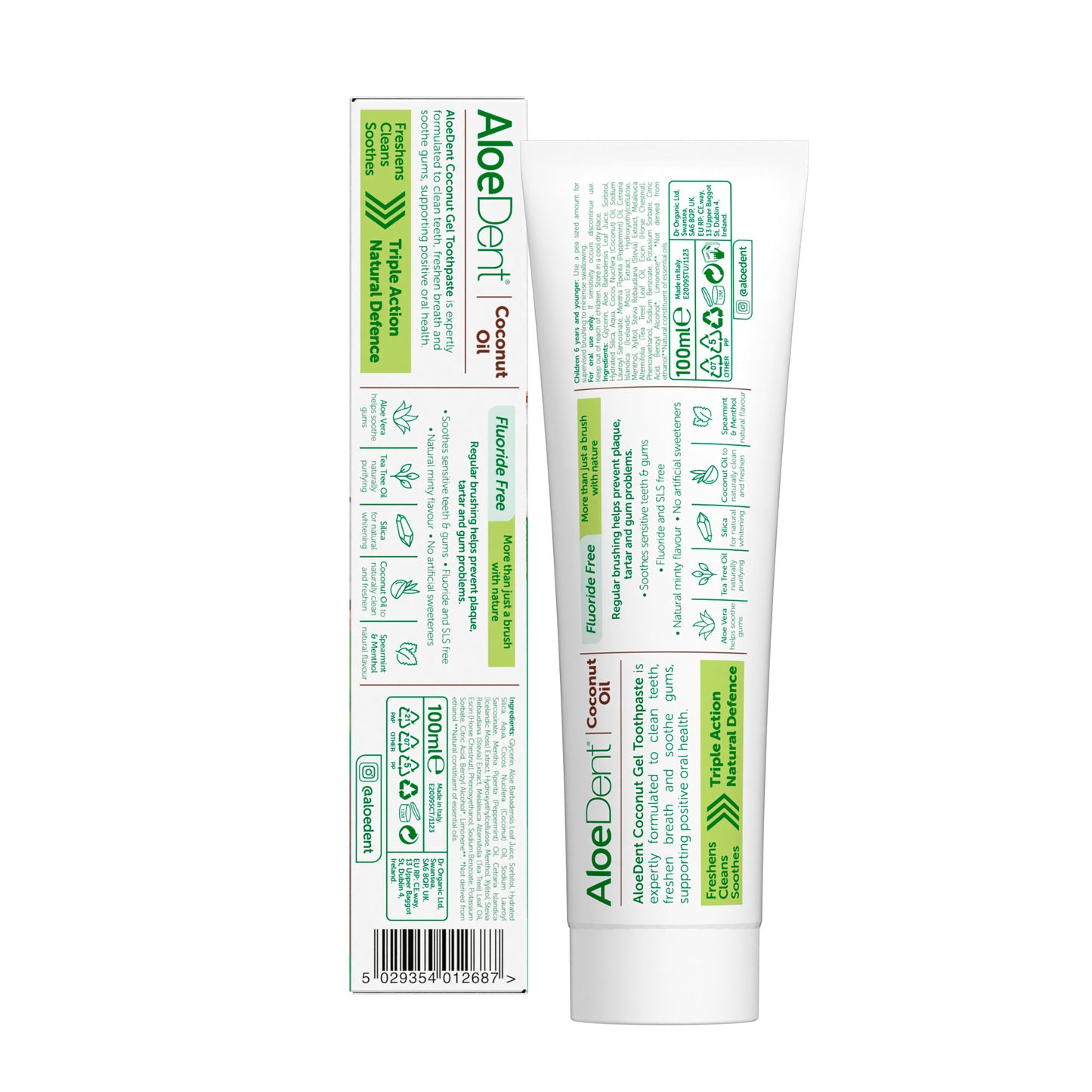 Aloe Dent Aloe vera Triple Action Coconut Fluoride Free Gel Toothpaste 100ml X 5