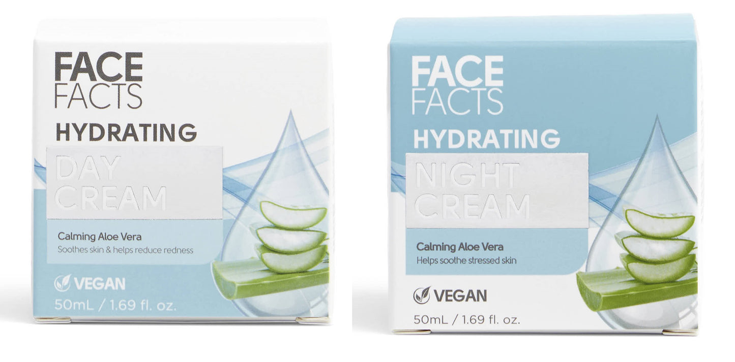 Face Facts Hydrating Day Cream & Night Cream Calming Aloe Vera Vegan - 50ml