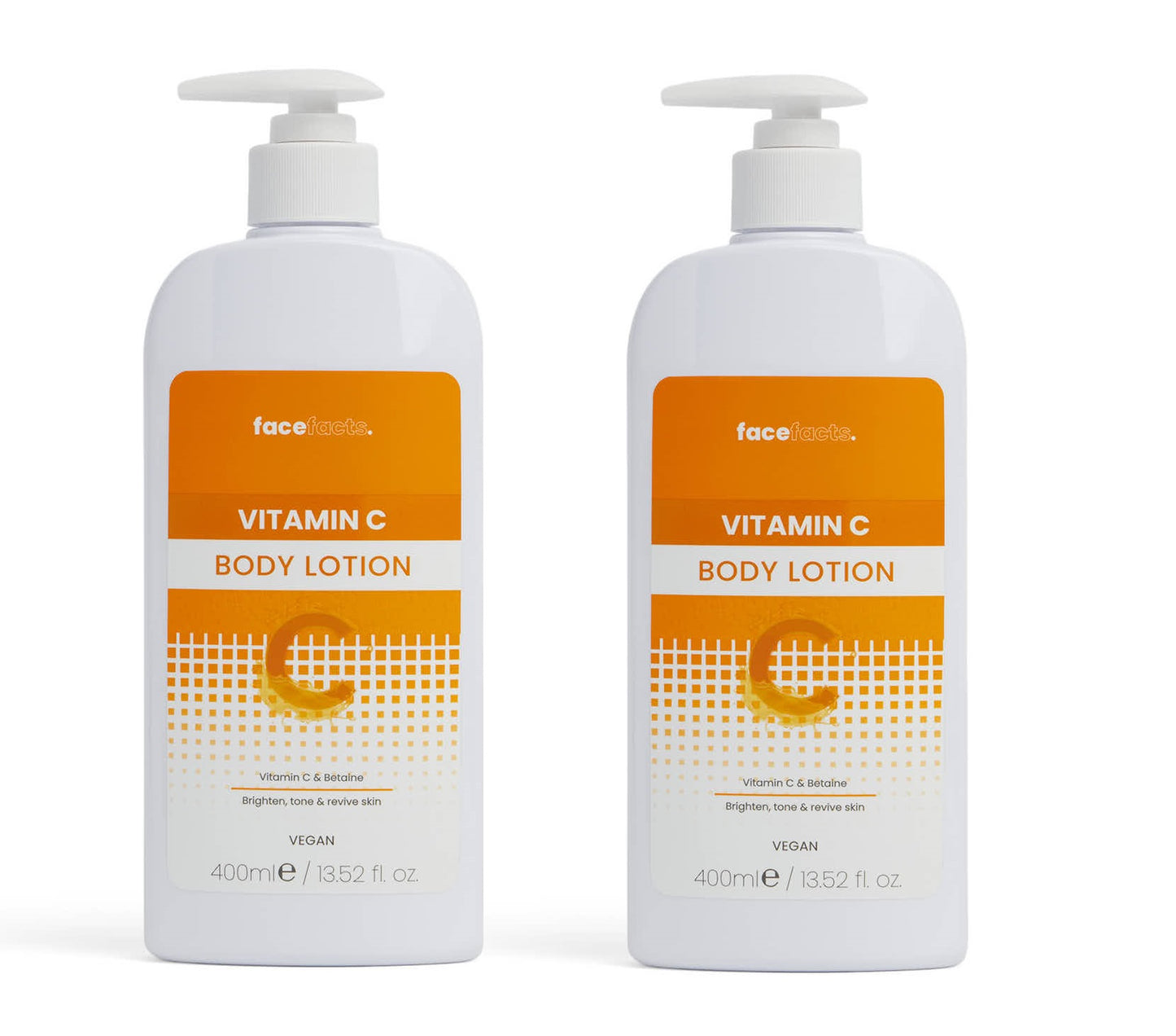 Face Facts Vitamin C Body Lotion Brighten Tone + Revive - 400ml X 2