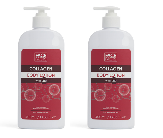 Face Facts Collagen & Q10 Body Lotion | Firm + Revive Tone Skin - 400ml X 2