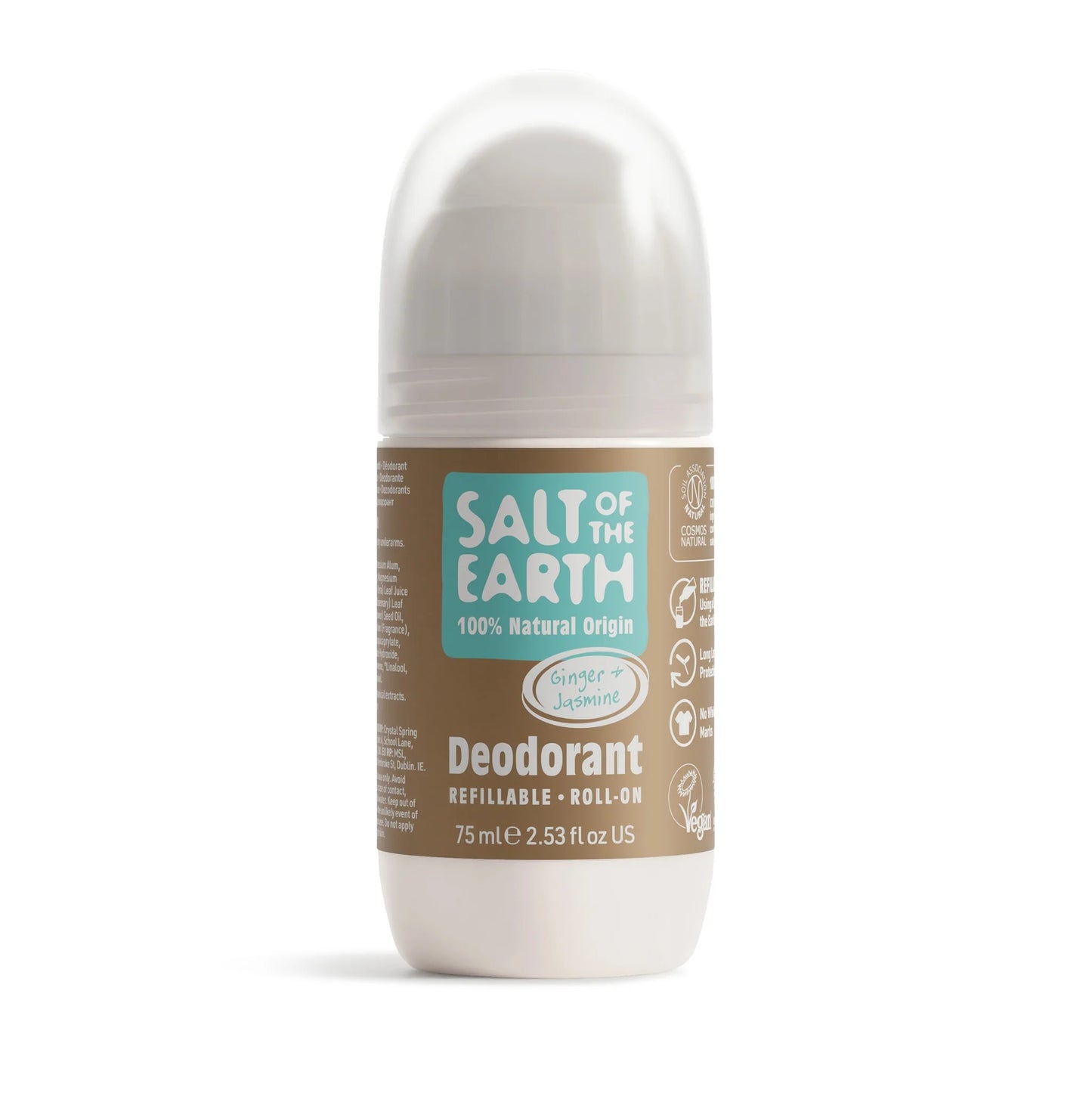 Salt of the Earth Ginger & Jasmine Natural Refillable Roll-On Deodorant - 75ml